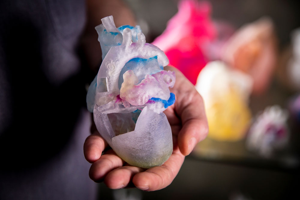 A 3D heart is held out in someone's hand