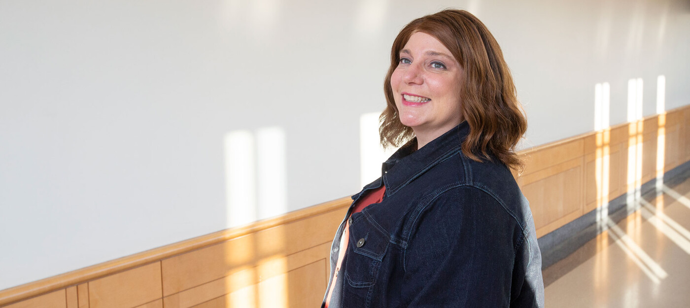 Barb Lavalette stands at Duke University Hospital