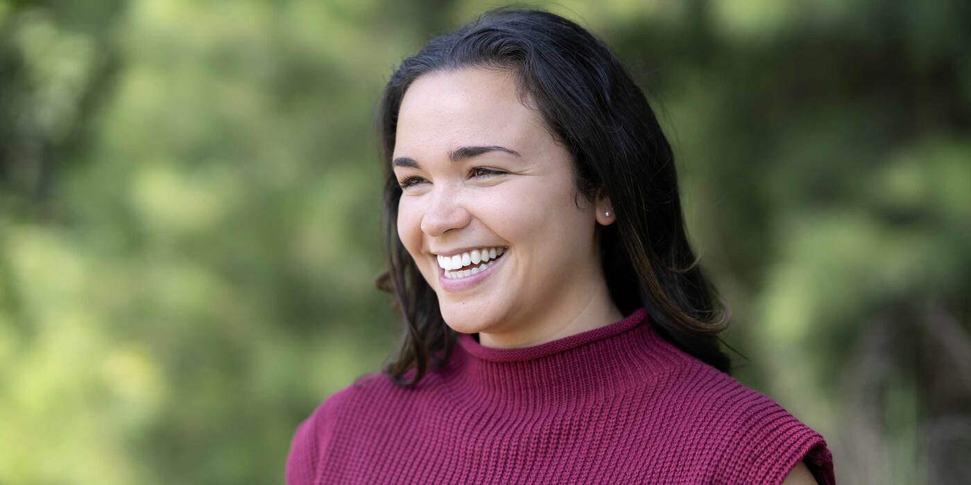 Georgia Spence smiles outside
