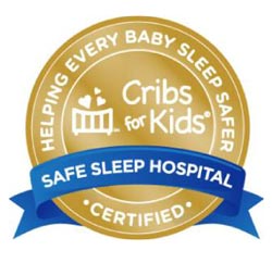 A safe sleep hospital badge