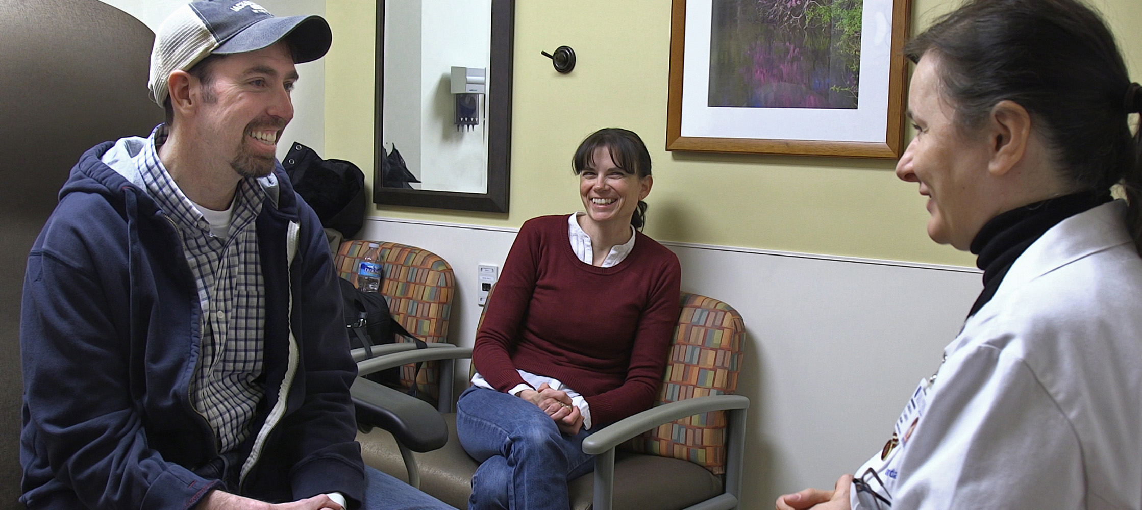 Brendan Steele and his wife meet with his neuro-oncologist Gordana Vlahovic, MD.